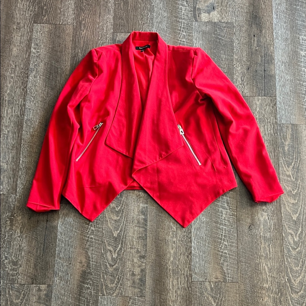 Women's Red Jacket with Zipper Details
